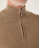 Suéter Masculino Tricot Meio Ziper Bege