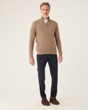 Suéter Masculino Tricot Meio Ziper Bege