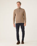 Suéter Masculino Tricot Meio Ziper Bege