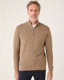 Suéter Masculino Tricot Meio Ziper Bege