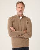 Suéter Masculino Tricot Meio Ziper Bege