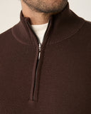 Suéter Masculino Tricot Meio Ziper Marrom