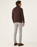 Suéter Masculino Tricot Meio Ziper Marrom